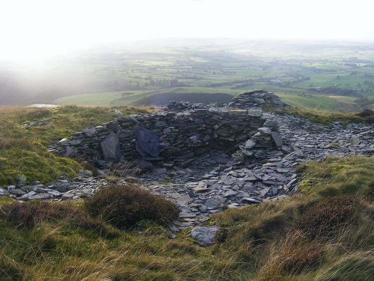 Stone structures on the summit of Blake Fell