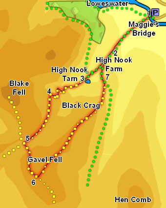 Map: Gavel Fell from Loweswater 