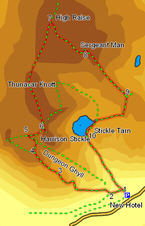 Map for walk on Langdale Pikes