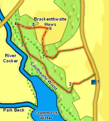 Map for our walk around Brackenthwaite Hows, at the foot of Crummock Water 