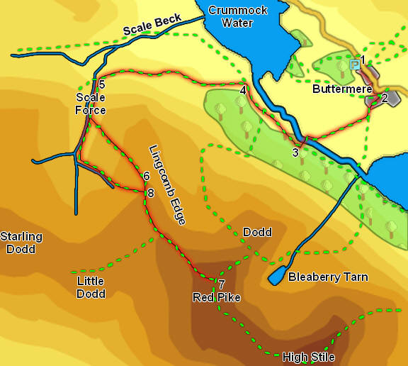 Map For Buttermere Red Pike Via Scale Force Map For Buttermere Red Pike Via Scale Force