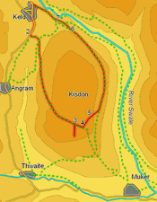 Map for walk around Kisdon in Swaledale