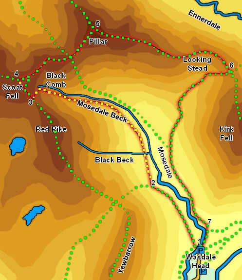 Map for the Mosedale Horseshoe