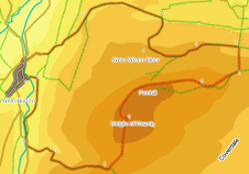 Map for ascent of Penhill
