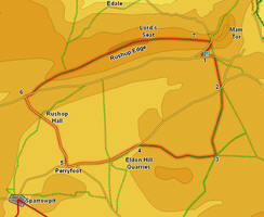 Map for walk on Walk on Rushup Edge 